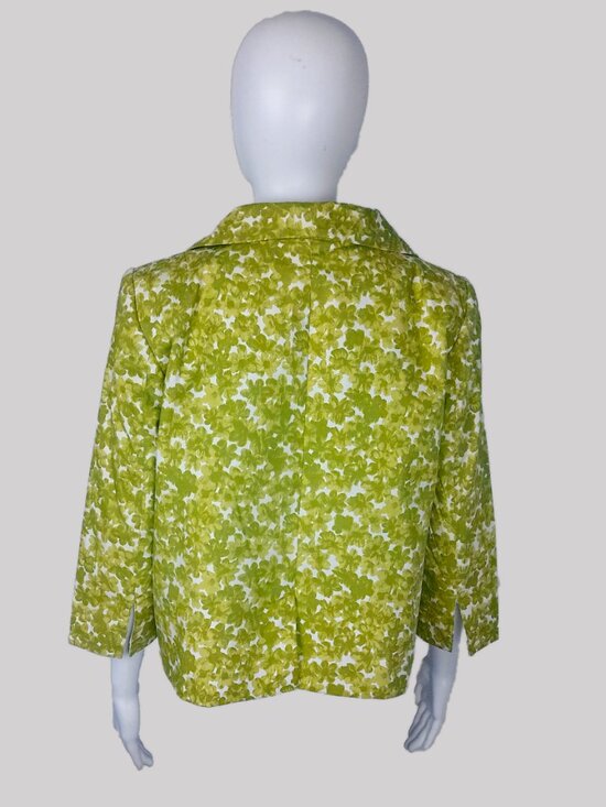 H&M Vintage Green/White Floral Blazer Women's Suit Jacket - Picture 3 of 8